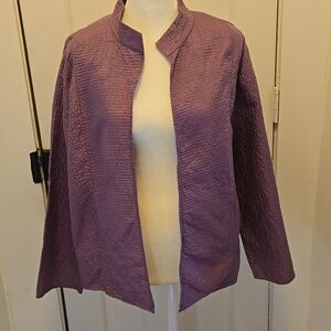 EILEEN FISHER Lilac Purple Silk Open Front Jacket L